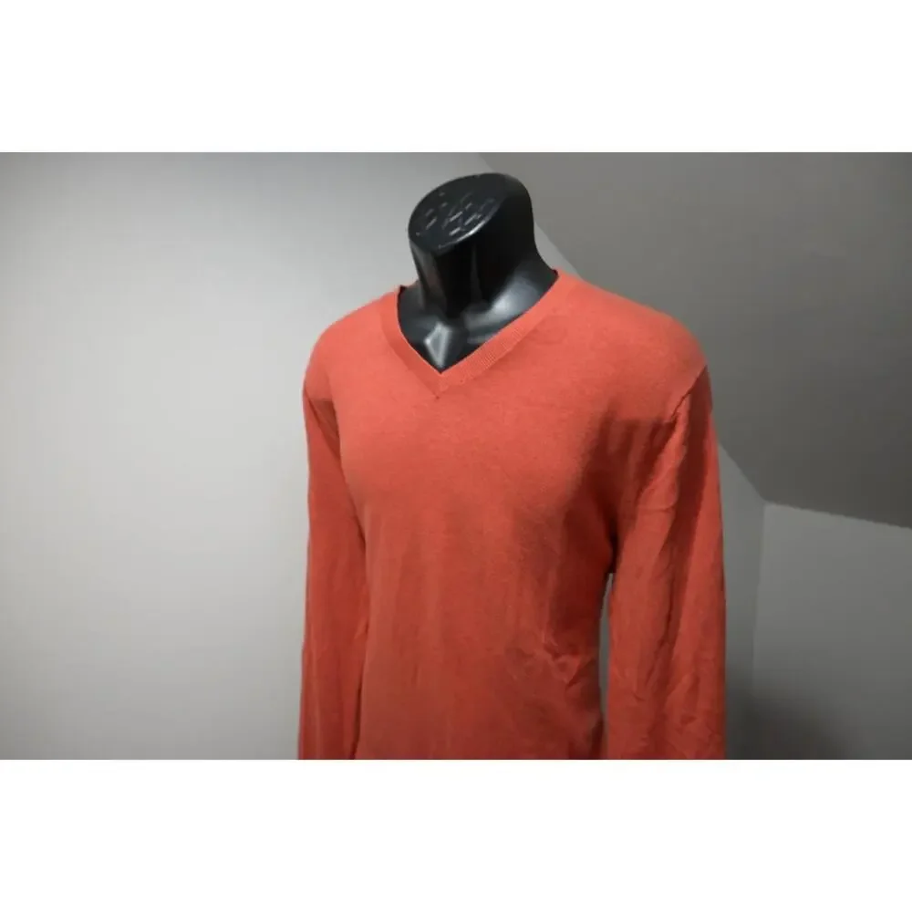 Banana Republic Casual Cotton Blend V Neck Sweater‎ Burnt Orange Mens Sz Large